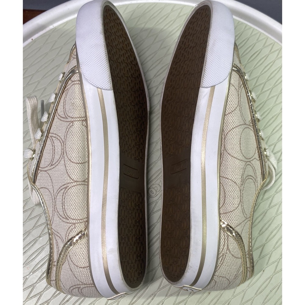 COACH💥NWB💥 Womens Dee Penelope Signature C Gold Lace Up Sneakers‎ Size 7M - Picture 9 of 11